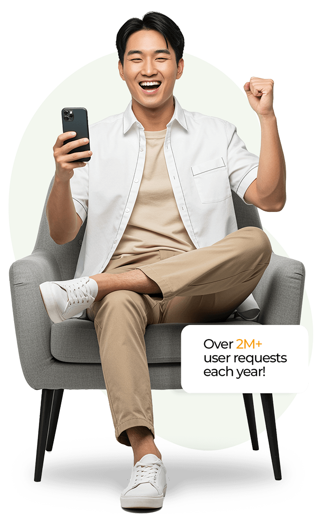 Happy borrower celebrating approval